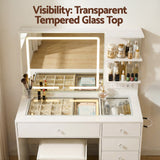 Artiss Dressing Table LED Vanity Desk Set Stool White