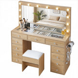 Artiss Dressing Table Vanity Desk Set Stool LED Bulbs Wood