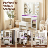 Artiss Dressing Table Vanity Desk Set 10 LED Bulbs RGB Light White