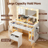 Artiss Dressing Table Vanity Desk Set LED Bulbs RGB Light White