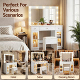 Artiss Dressing Table Vanity Desk Set LED Bulbs RGB Light White