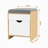 Artiss Storage Ottoman with Drawer 100kg Capacity Footrest Cushion Pine