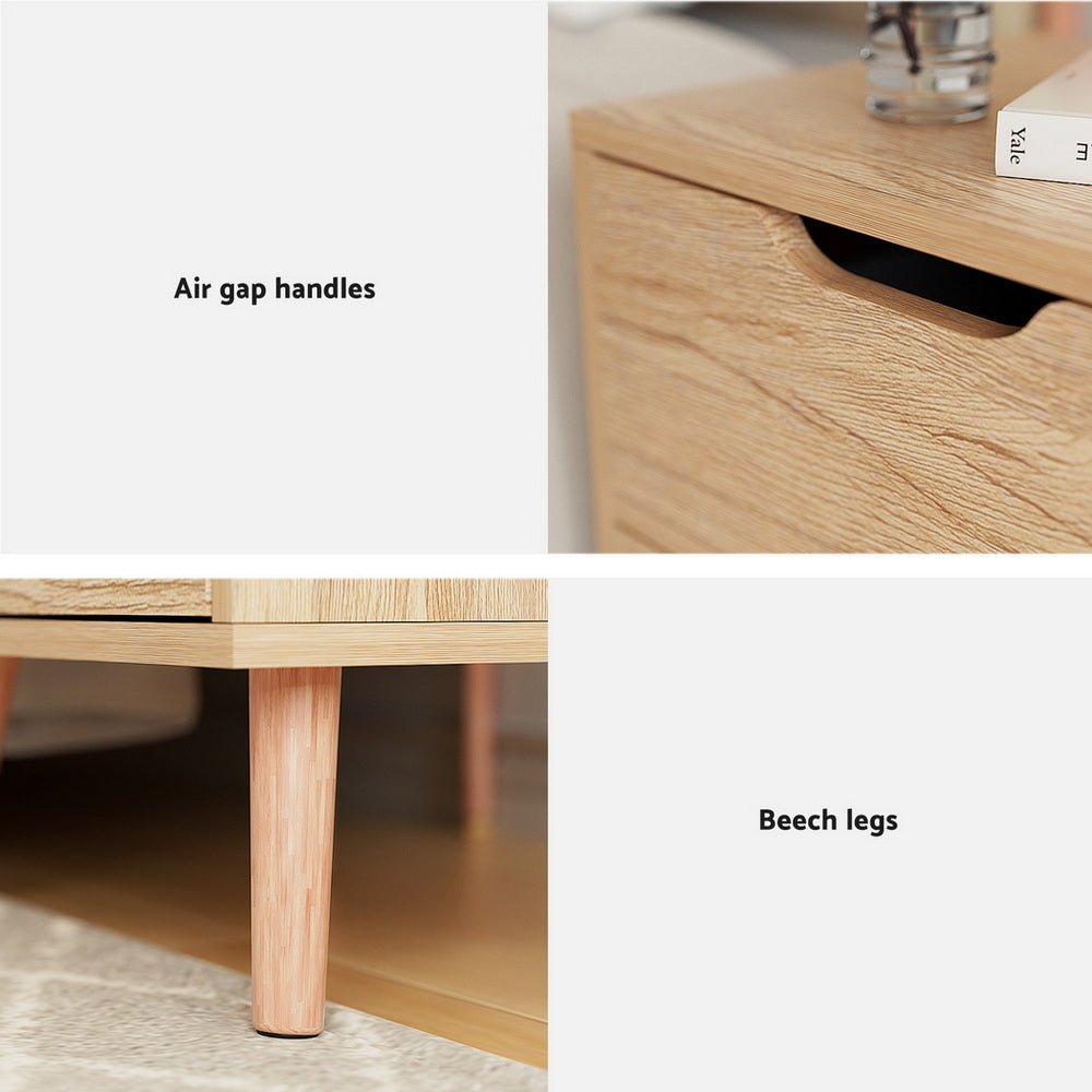 Artiss 2 x Bedside Table 2 Drawers - BODEN Pine