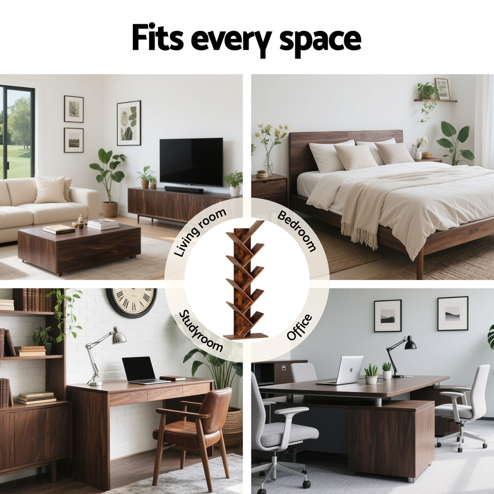 Artiss Tree Bookshelf 9 Tiers Walnut