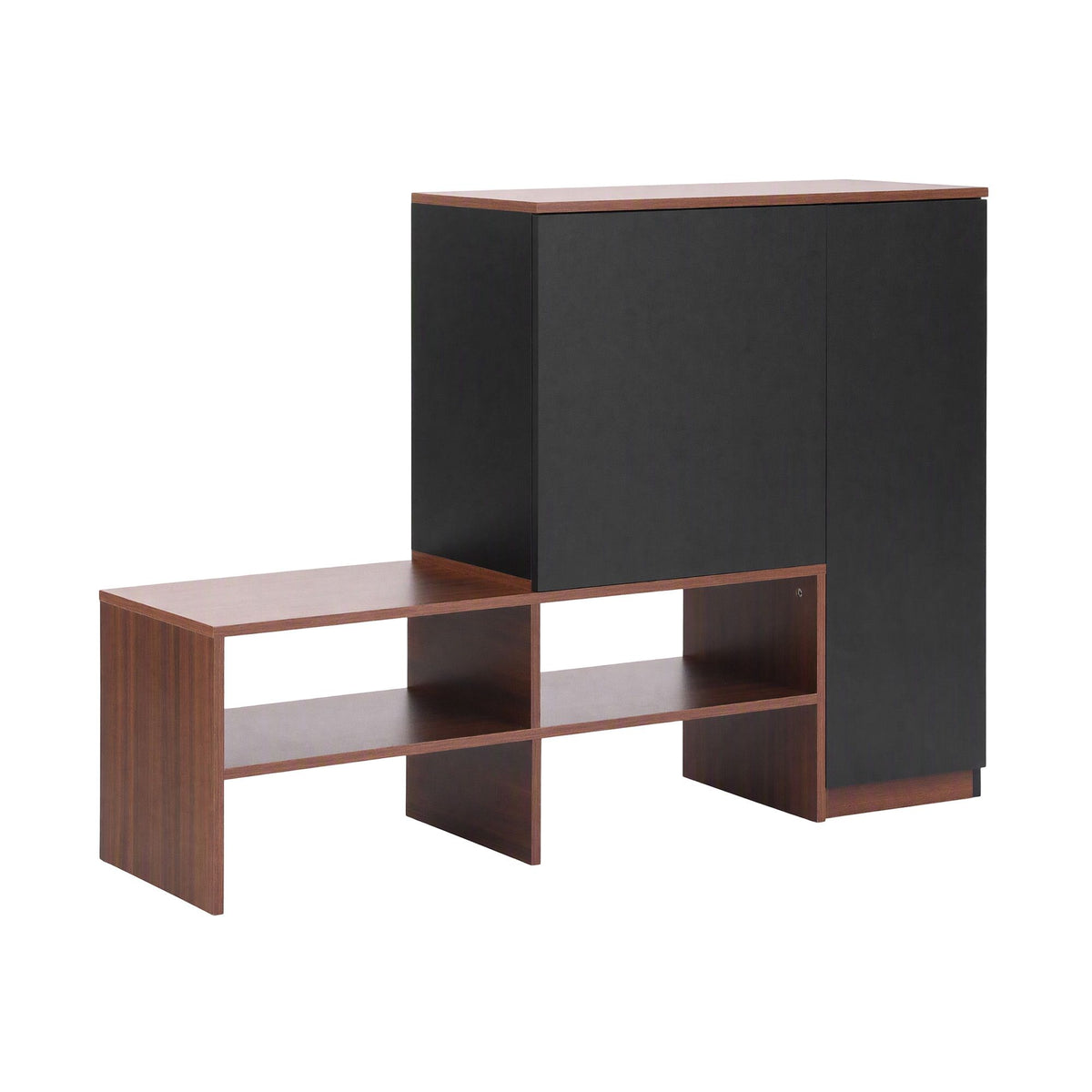 Artiss 2-IN-1 Shoe Cabinet Bench w/ Adjustable Shelf Hallway Walnut & Black
