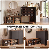 Artiss 2-IN-1 Shoe Cabinet Bench w/ Adjustable Shelf Hallway Walnut & Black