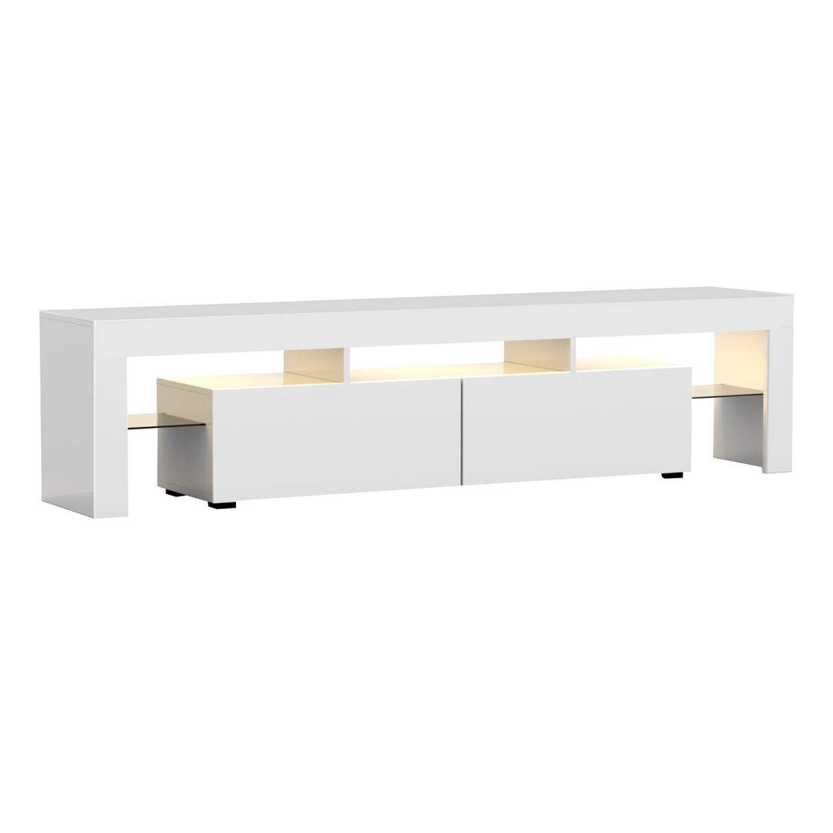 Entertainment Unit TV Cabinet Customisable RGB LED Light 189cm White