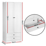 Artiss Wardrobe Clothes Closet Storage Organizer with 2 Doors White