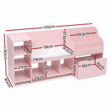 Keezi Kids Storage Unit Bookshelf Toy Box Organiser Bench Seat Cabinet 170cm Pink