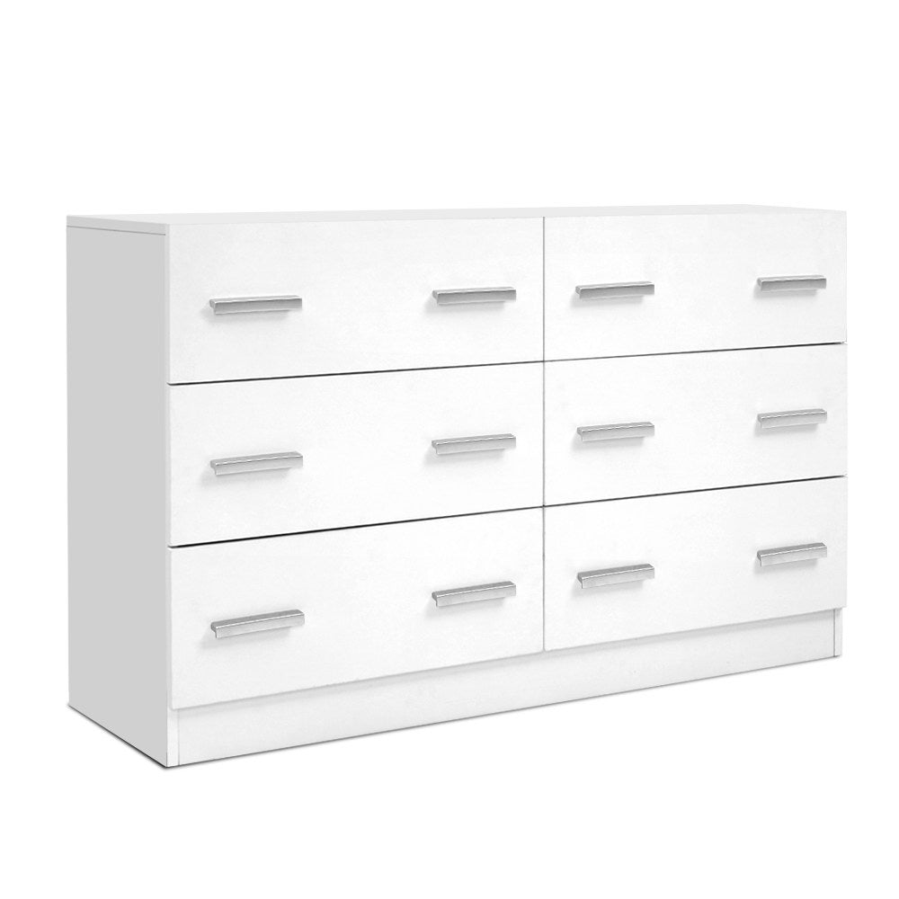 White 6-drawer Melamine Lowboy