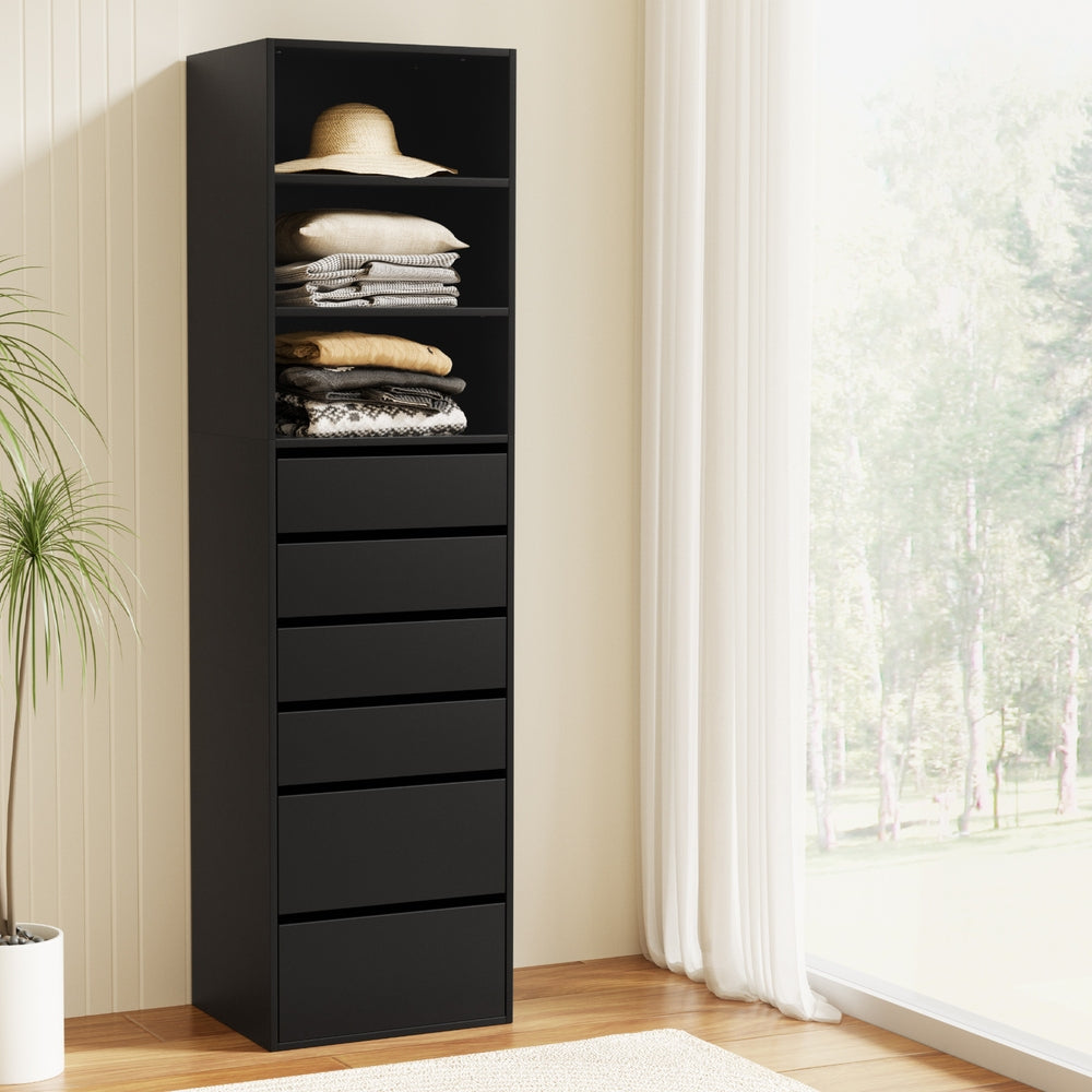 Artiss 6 Chest of Drawers Tallboy Cabinet Black