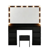Artiss Dressing Table Vanity Desk Set Stool 12 Led Bulbs Black