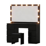 Artiss Dressing Table Vanity Desk Set Stool 12 Led Bulbs Black