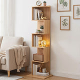 Artiss 5 Tiers Bookshelf S-shaped Bookcase Oak