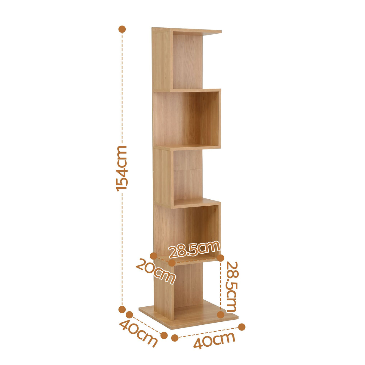 Artiss 5 Tiers Bookshelf S-shaped Bookcase Oak