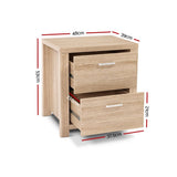 Artiss Bedside Table 2 Drawers - MAXI Pine
