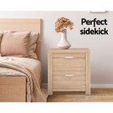 Artiss 2x Bedside Table 2 Drawers - MAXI Pine