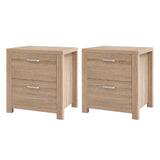 Artiss 2x Bedside Table 2 Drawers - MAXI Pine
