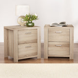 Artiss 2x Bedside Table 2 Drawers - MAXI Pine