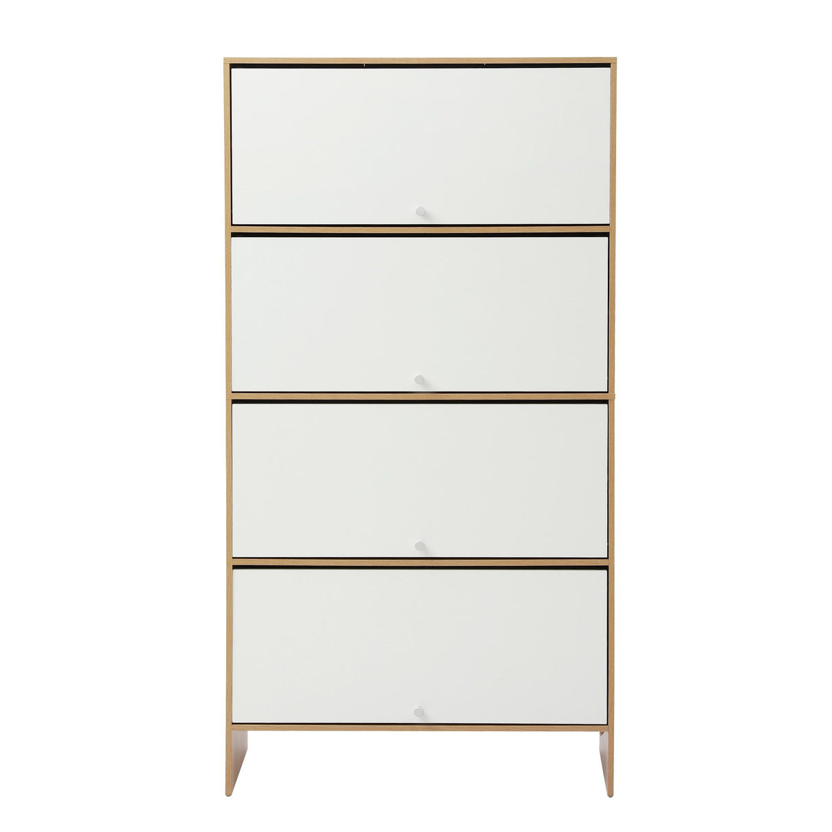 Artiss Narrow Shoe Cabinet Adjustable Shelves Flip-up Door White & Pine