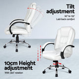 Artiss Computer Desk 120cm Executive Office Chair Set PU Leather High Back White