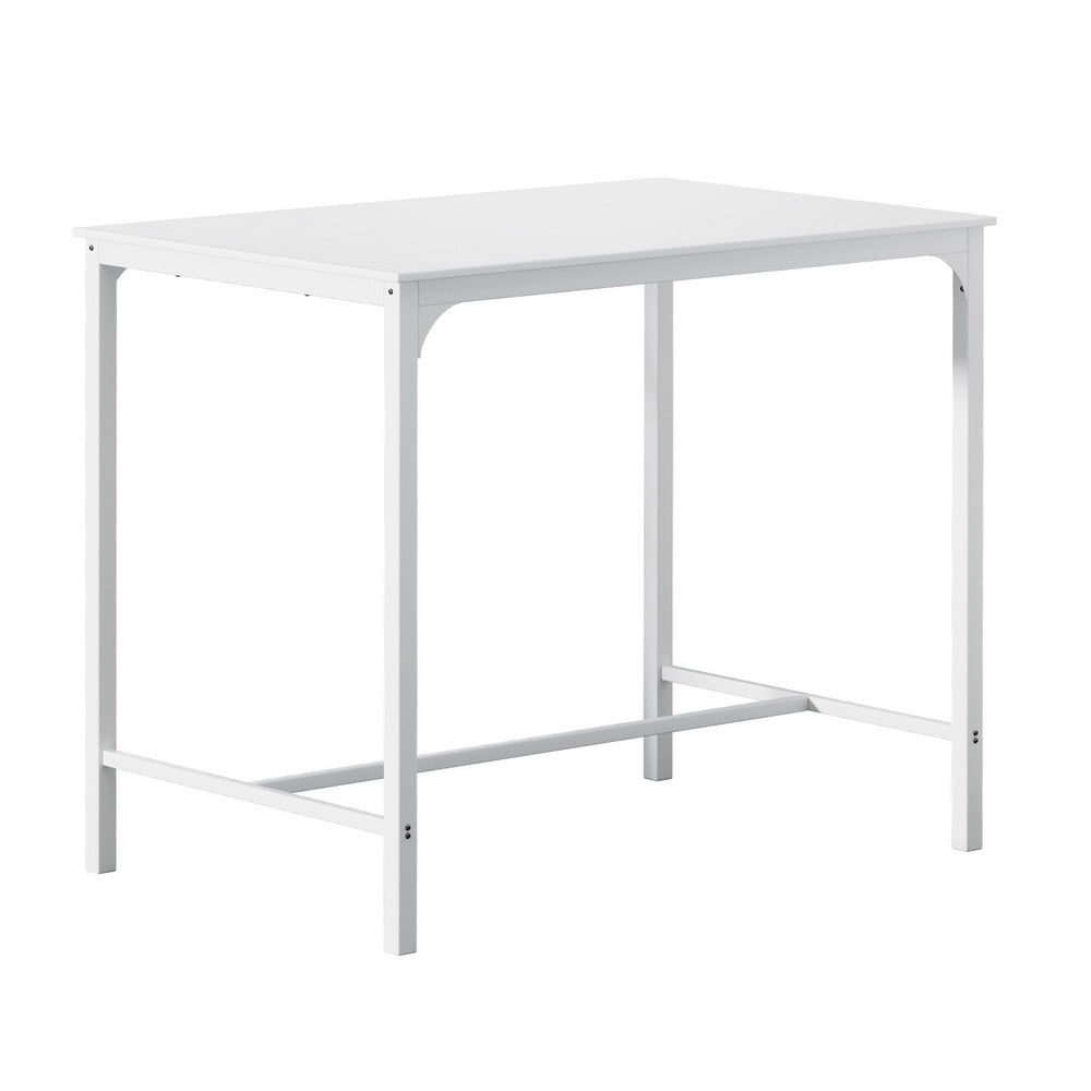Aria Bar Table Dining Desk High Kitchen Shelf Metal Legs Café Pub White