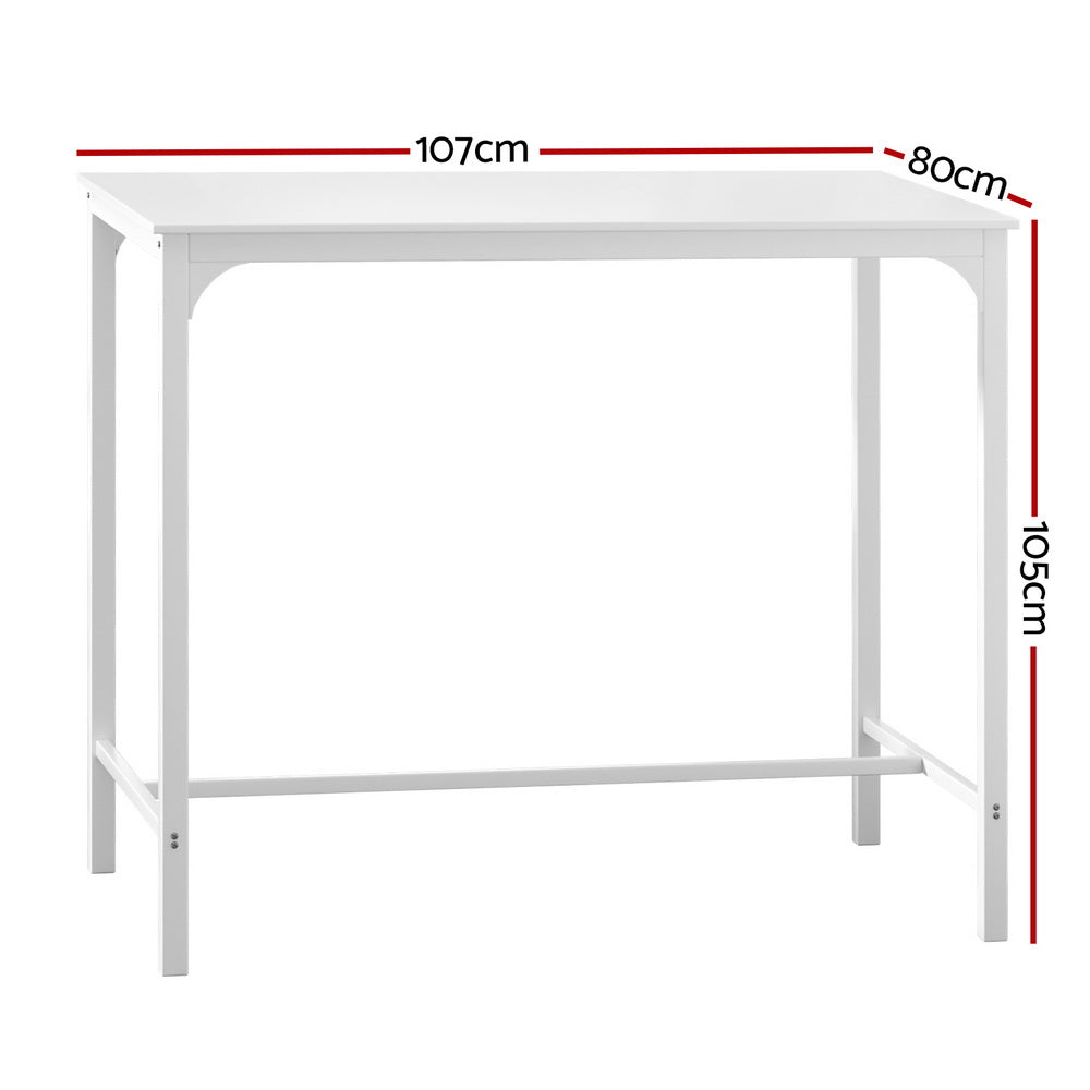 Aria Bar Table Dining Desk High Kitchen Shelf Metal Legs Café Pub White