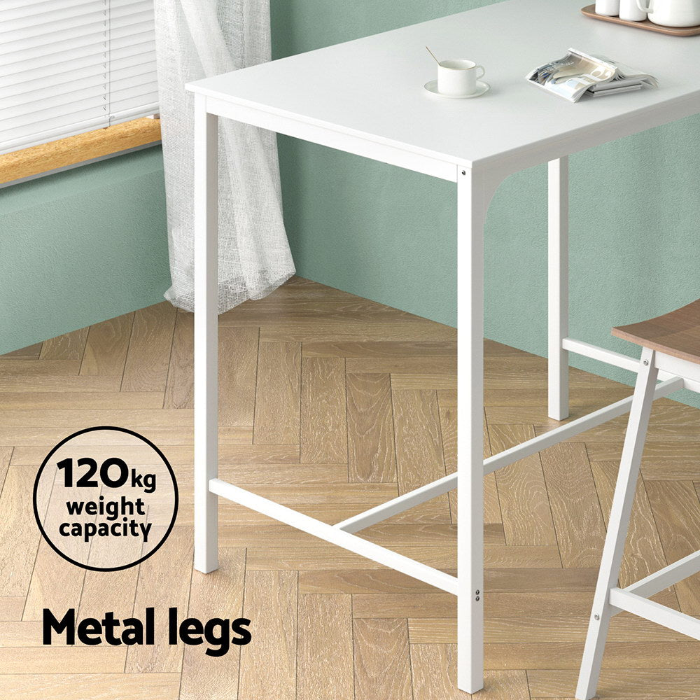 Aria Bar Table Dining Desk High Kitchen Shelf Metal Legs Café Pub White