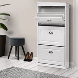 Artiss Shoe Rack Cabinet 18 Pairs 3-tier White Sena