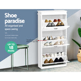 Artiss 2x Shoe Cabinet Storage Organiser 3 Flip Drawer White