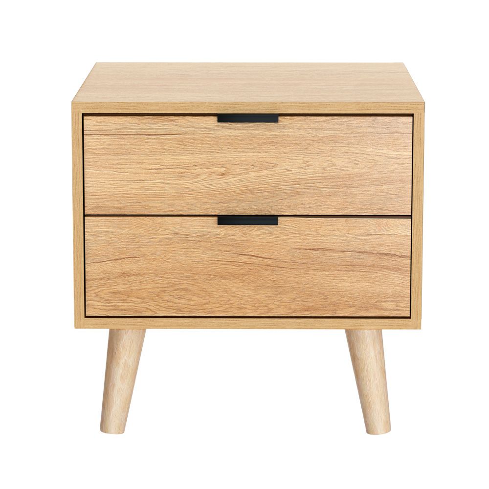 Artiss Bedside Table 2 Drawers - Pine