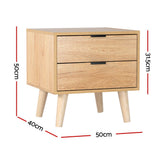 Artiss Bedside Table 2 Drawers - Pine