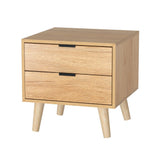Artiss Bedside Table 2 Drawers - Pine