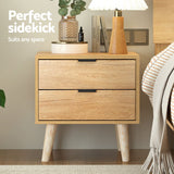 Artiss Bedside Table 2 Drawers - Pine