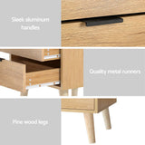 Artiss Bedside Table 2 Drawers - Pine