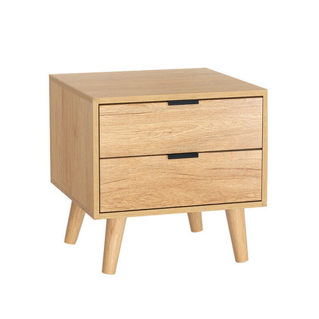 MAJD Pine 2 Drawer Bedside Table