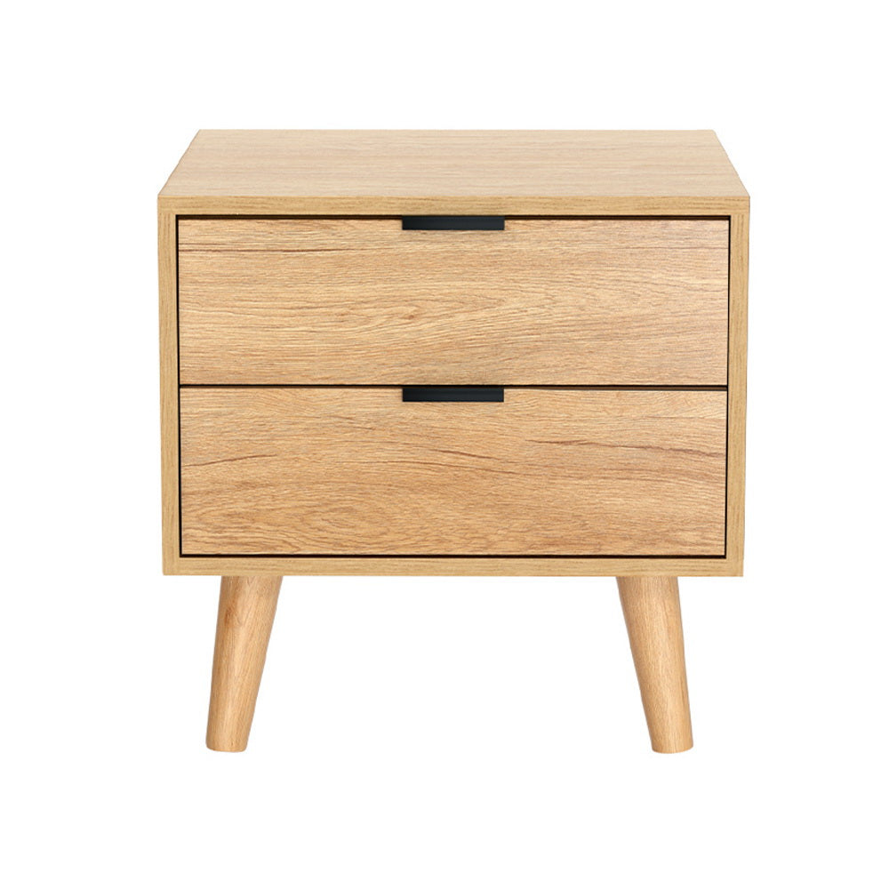 MAJD Pine 2 Drawer Bedside Table