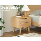 MAJD Pine 2 Drawer Bedside Table