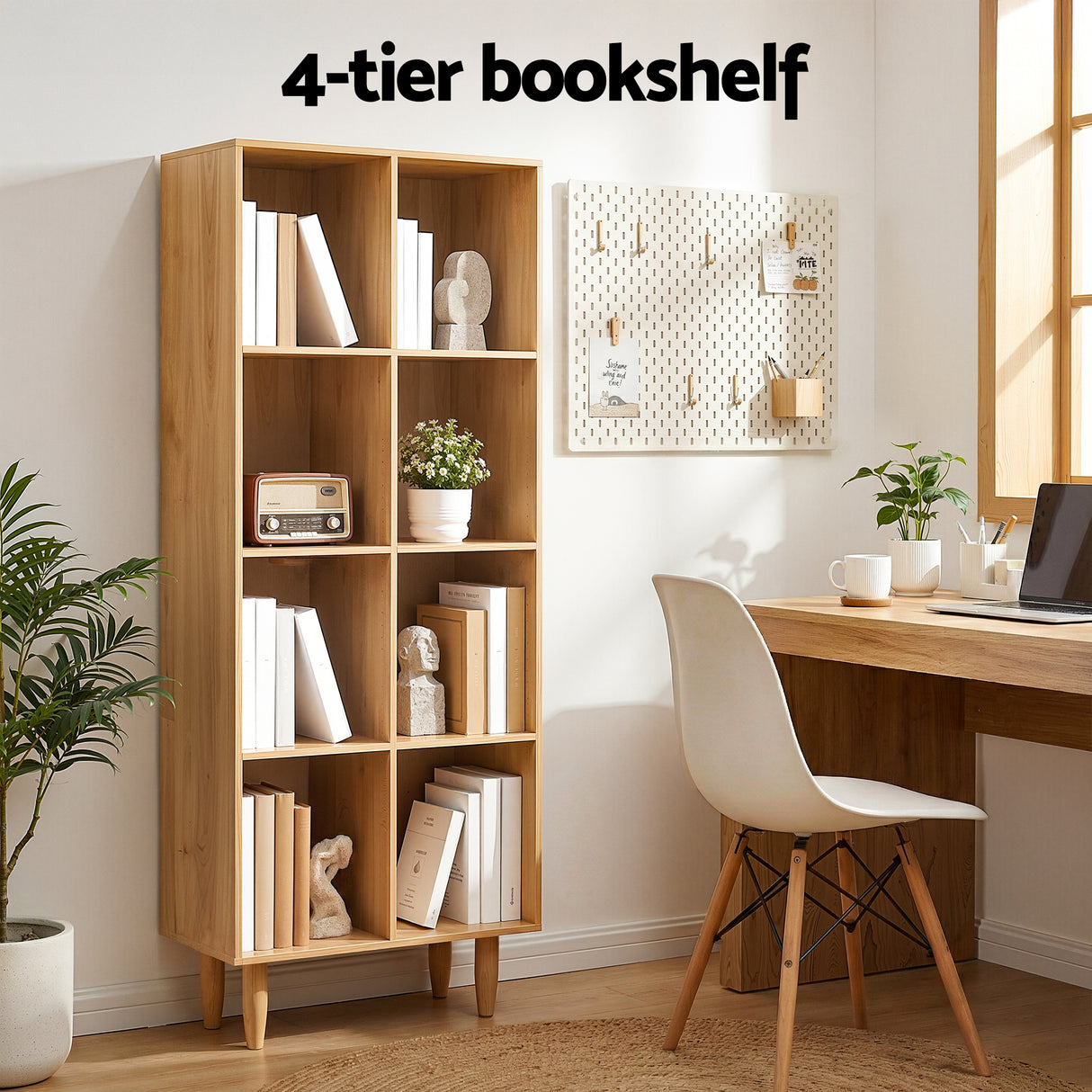 Artiss Bookshelf Bookcase 4 Tiers LEOR Pine