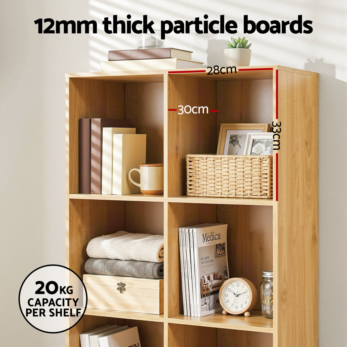 Artiss Bookshelf Bookcase 4 Tiers LEOR Pine