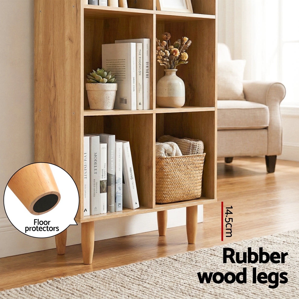 Artiss Bookshelf Bookcase 4 Tiers LEOR Pine