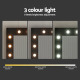 Artiss Dressing Table Set Stool 12 Led Bulbs Black