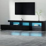 Entertainment Unit TV Cabinet RGB LED lighting 215cm Black