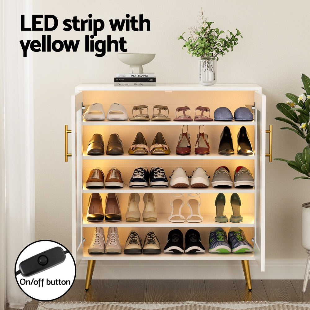 Artiss Shoe Rack 5-tier 20 Pairs Storage LED Light