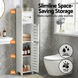 Artiss 2x Bathroom Storage Cabinet 3-Tier Toilet Paper Holder Organizer White