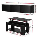Artiss TV Unit & Coffee Table Set Storage Cabinet Black