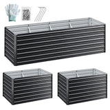 Green Fingers 2-in-1 Raised Garden Bed Kit, 240cm/120cm| 77cm Extra Deep Ergonomic Planter Box | Protect Your Back | Galvanised Steel Vegetable Flower Pot for Outdoor Garden | Includes Gloves & Pegs