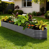Green Fingers Garden Bed 320X80X42cm Oval Planter Box Raised Container Galvanised