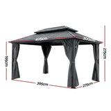 Instahut 3x4.25m Gazebo Hardtop Steel Roof Outdoor Pavilion