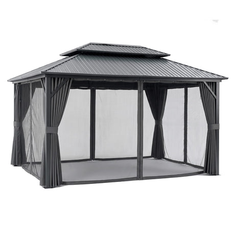 Instahut 3x4.25m Gazebo Hardtop Steel Roof Outdoor Pavilion